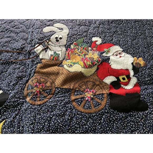 Handmade Cow Over the Moon & Santa Christmas Quilt Wall Hanging - Picture 4 of 8